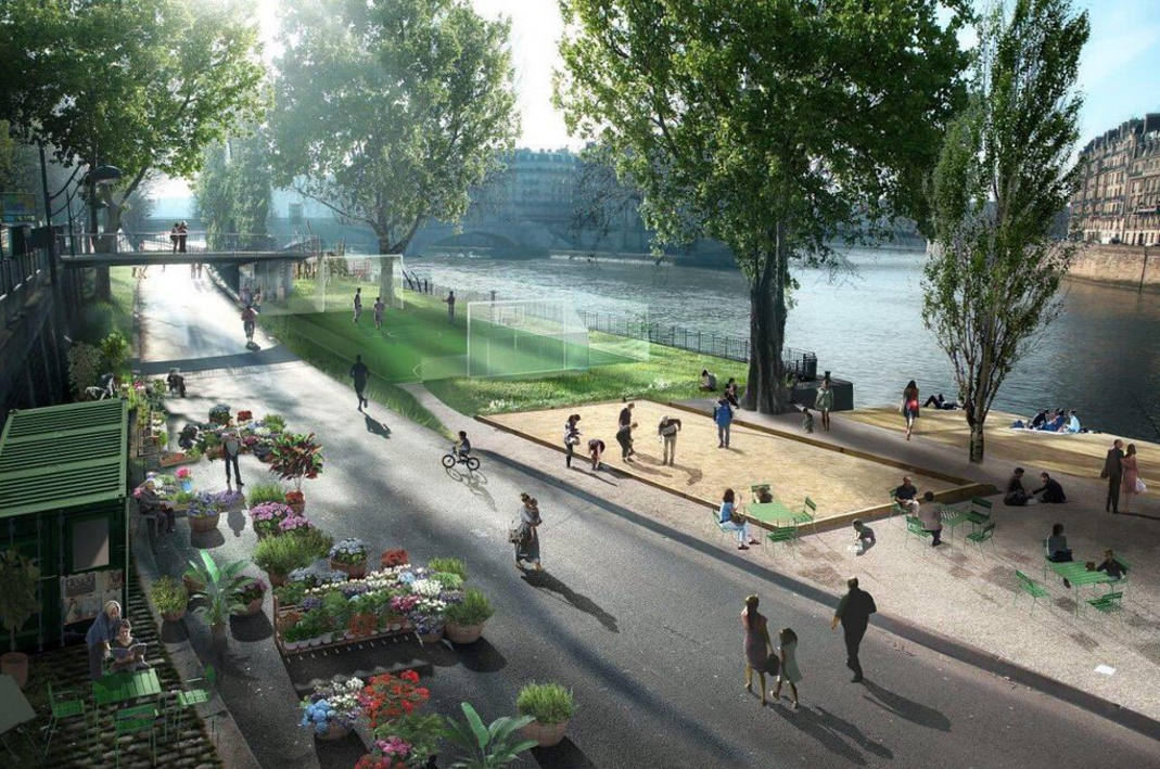 Мэр Парижа запретила автомобили на правом берегу Сены